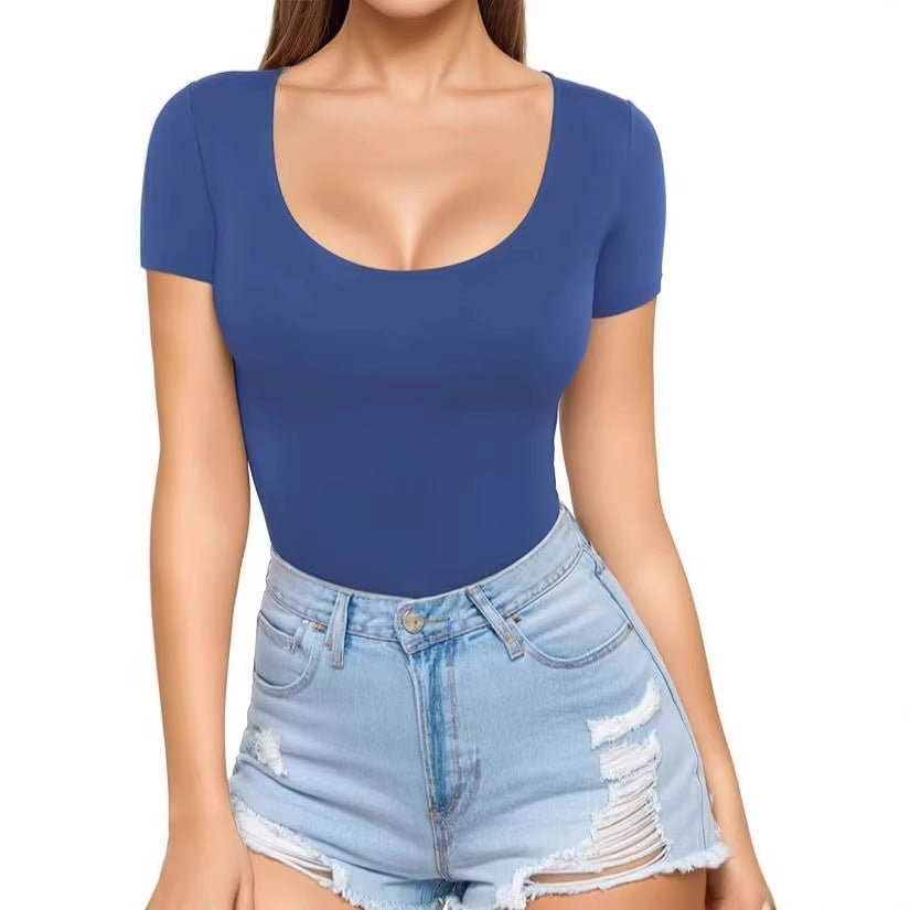 Luvéra Schmal geschnittenes Pullover T-Shirt mit Rundhalsausschnitt und schmalem Oberteil