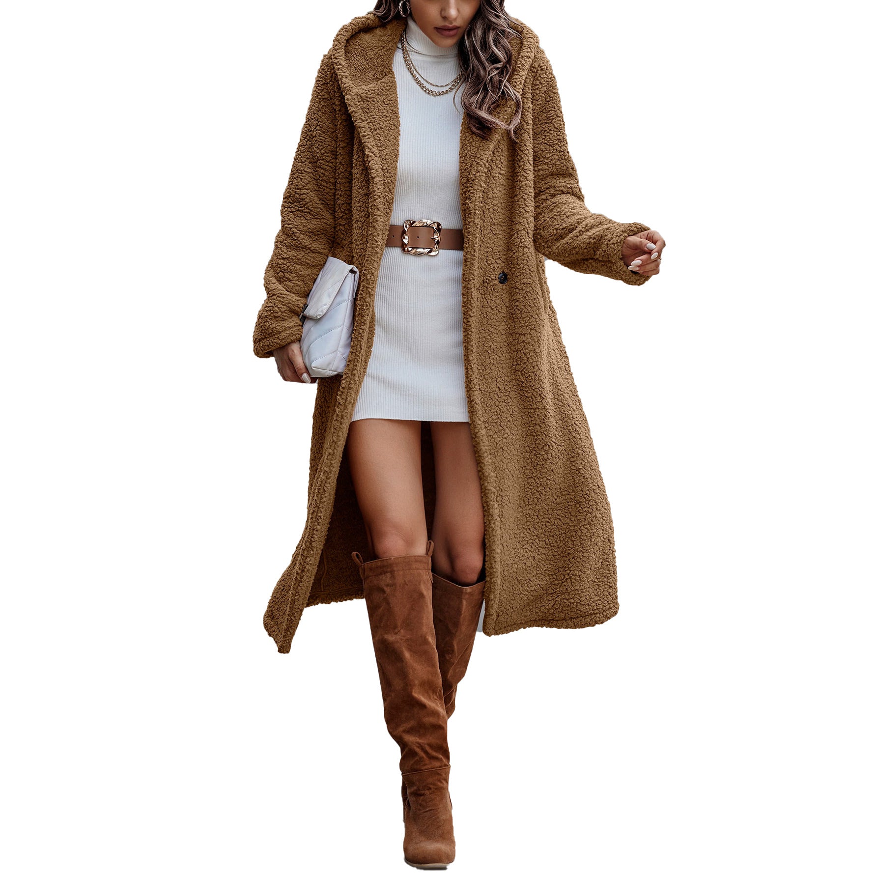 Luvéra Langarm-Plüschjacke mit Kapuze für Damen