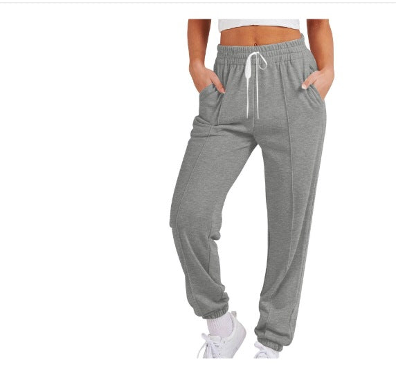 Luvéra Damen Casual Kordelzug Einfarbig Sport Jogger Hosen