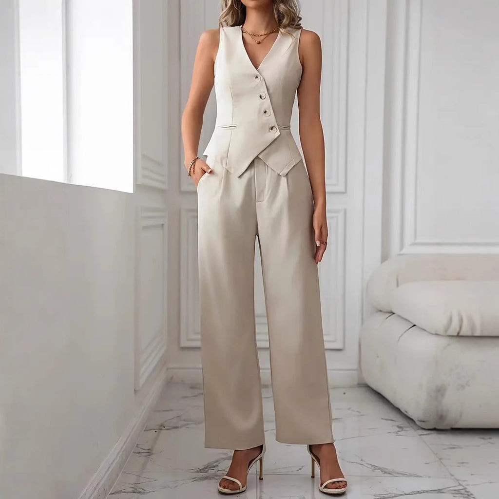 Luvéra Frauen Mode Casual Weste Anzug Hosen Anzug