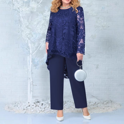 Luvéra Damen Abendkleid Spitze Stickerei Zweiteiliges Set