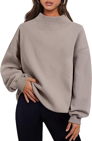 Luvéra Pullover Sweatshirt Einfarbig Lose Tops Rundhals Hoodie Frauen Dicke Kleidung