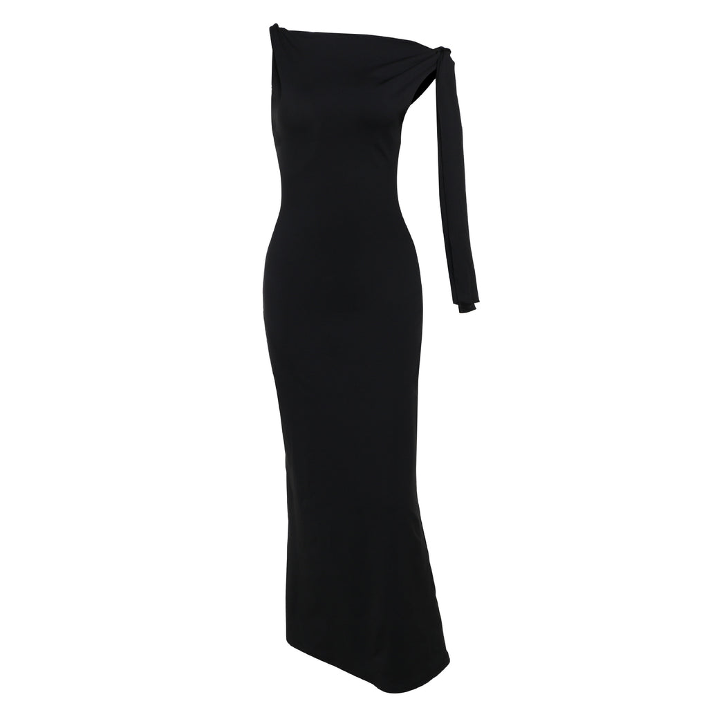 Luvéra Eine Schulter Band Lange Kleid Ins Mode Slim Ärmellose Kleider Für Abend Party Club Kleidung Frauen