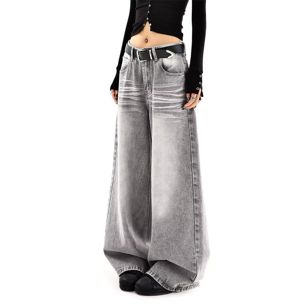 Luvéra Bestickte Hohe Taille Breites Bein Denim Jeans Für Frauen Vintage Gerade Bein Hosen