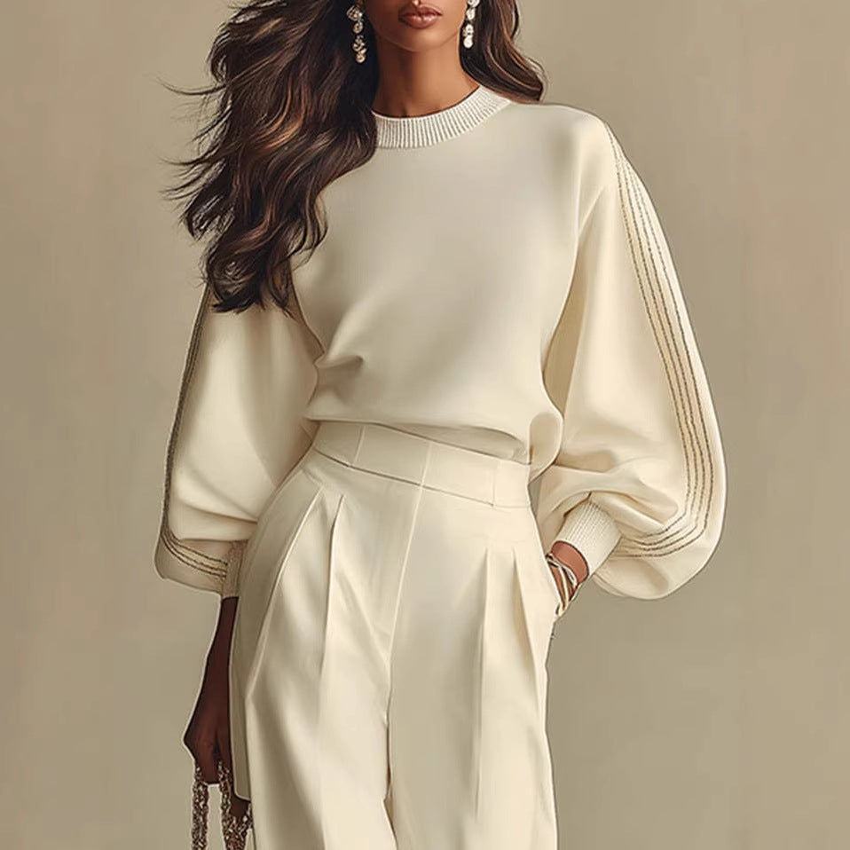 Luvéra Rundhals-Sweatshirt Und Hosen-Set Mit Rundhalsausschnitt
