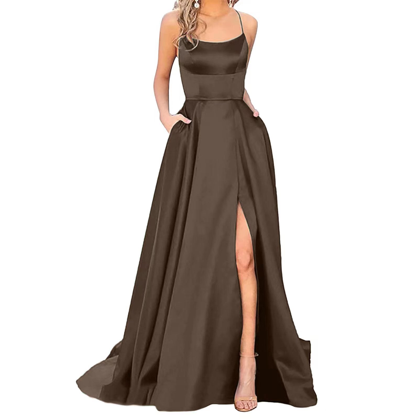 Luvéra Einfarbig Lange Abnehmen Und Schulter Hohle Freundinnen Mode Brautjungfern Party Kleid