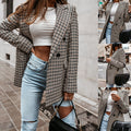 Luvéra Damen Winter Karierte Lange Anzugjacke