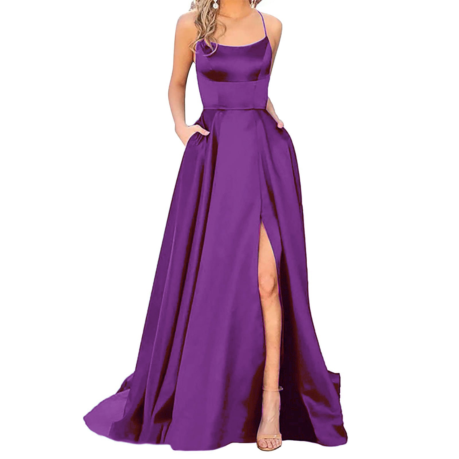 Luvéra Einfarbig Lange Abnehmen Und Schulter Hohle Freundinnen Mode Brautjungfern Party Kleid