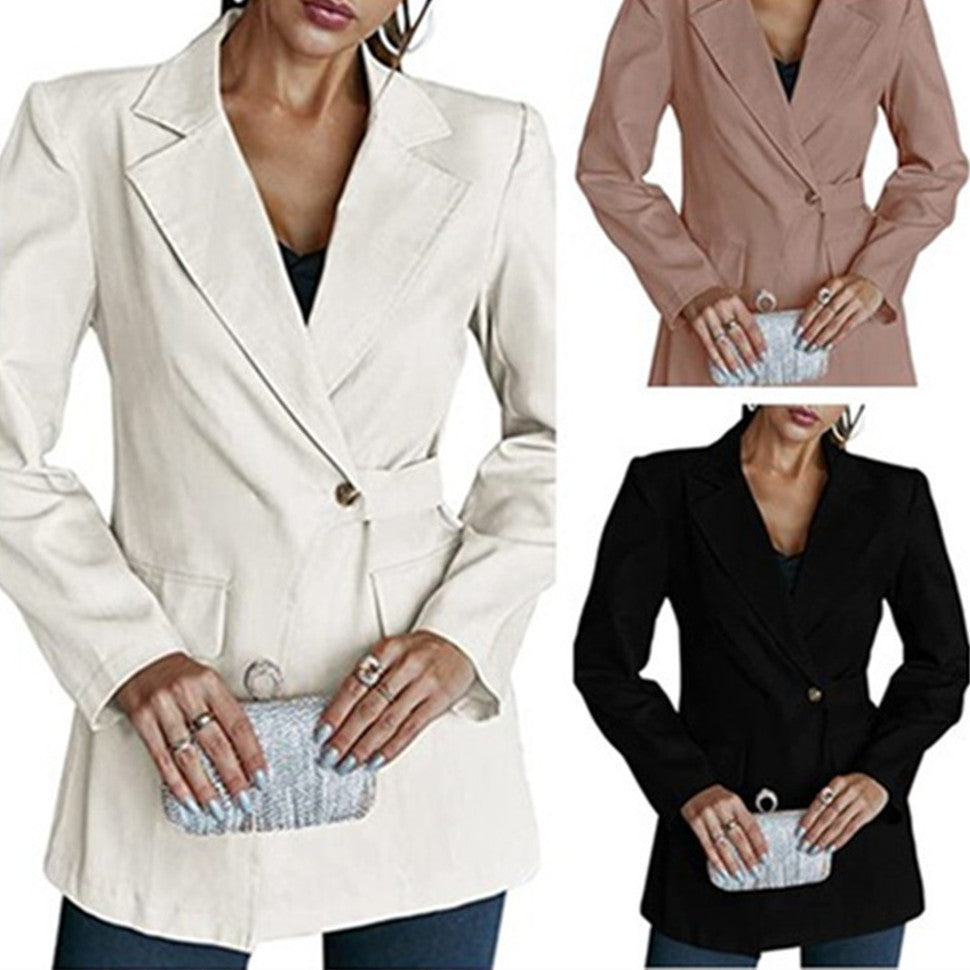 Luvéra Revers Krawatte Langarm Casual Blazer Damen