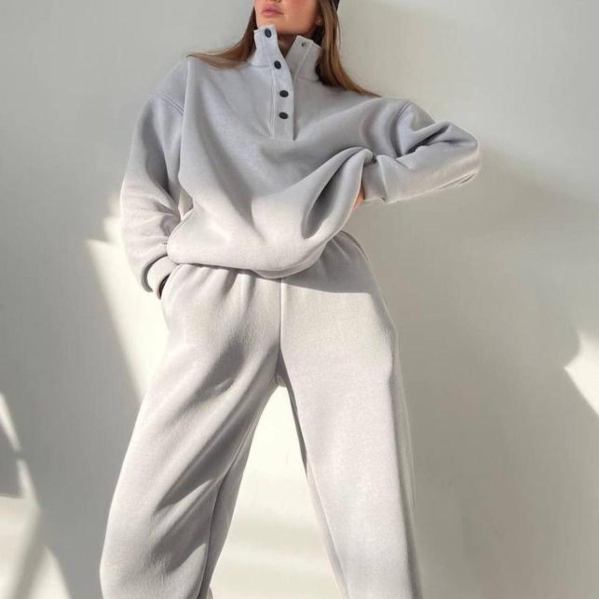 Luvéra Übergroße Solide Casual Pullover Lange Hose Set Warme Hoodie Neue Trainingsanzug Anzug Mode Hose Sets Sets Für Frauen 2 Stück
