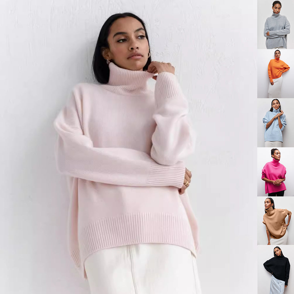 Luvéra Rollkragenpullover Ins Einfarbig Langarm Pullover Top Damenbekleidung