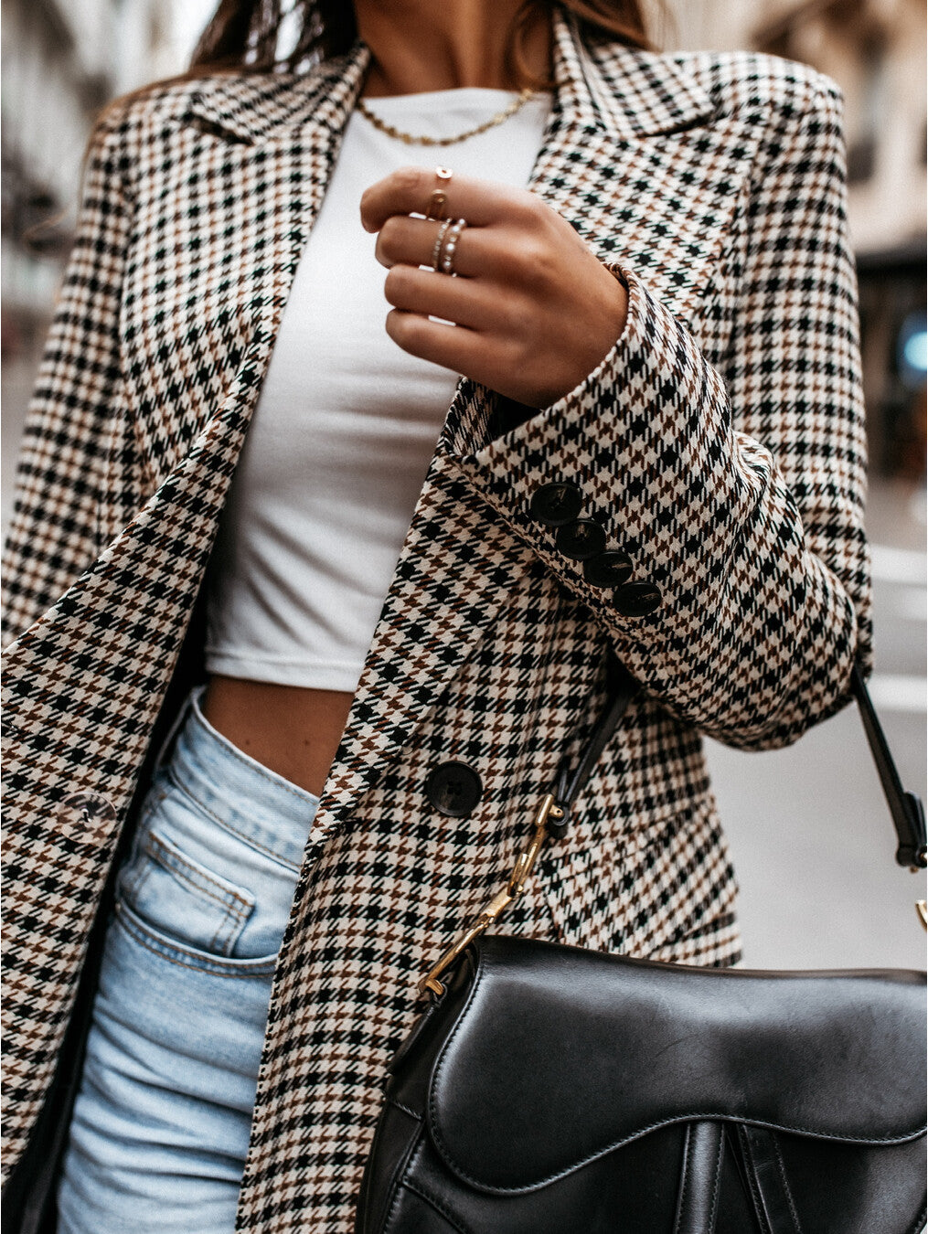 Luvéra Damen Winter Karierte Lange Anzugjacke