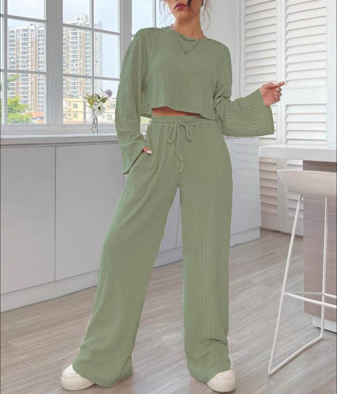 Luvéra Lässige Homewear Gestrickter Langarm-Damenanzug