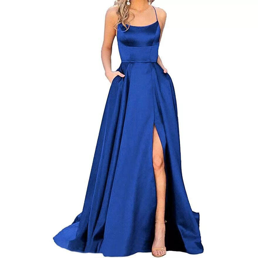 Luvéra Einfarbig Lange Abnehmen Und Schulter Hohle Freundinnen Mode Brautjungfern Party Kleid