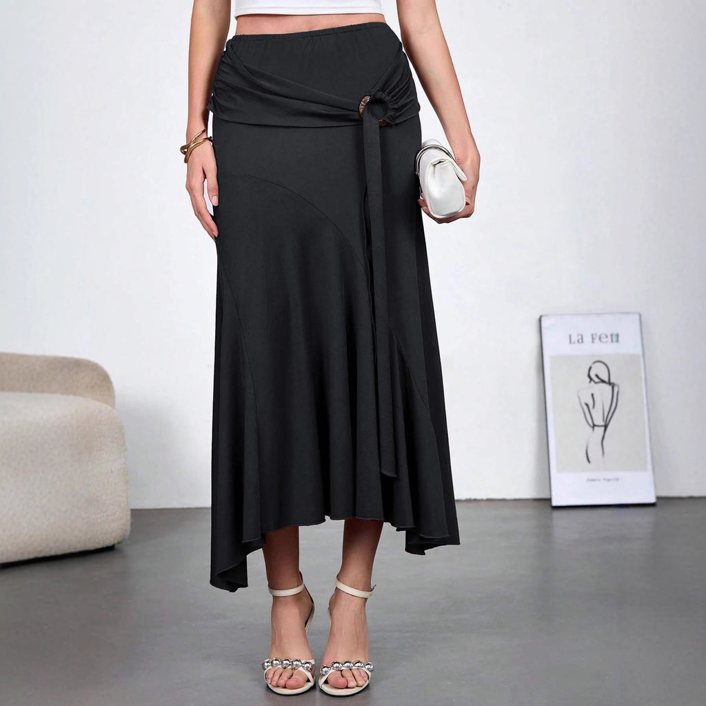 Luvéra Damen Fließender Halbrock mit hoher Taille und Krawatten