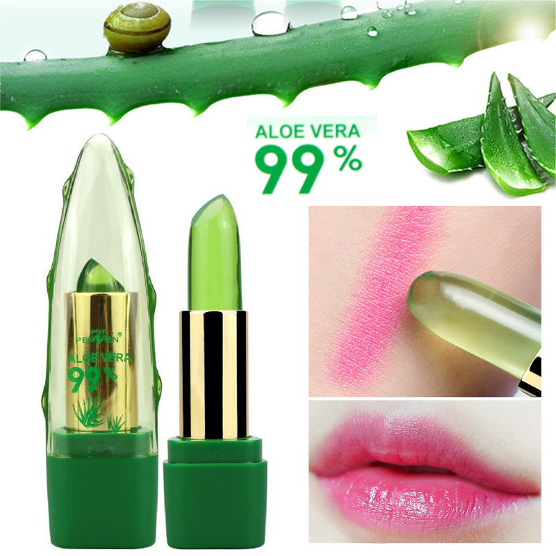 Luvéra Aloe Vera Gel Farbwechsel Lippenstift Gloss Feuchtigkeitscreme Anti-Trocknung Entsalzung Feinkörnige Lip Blam Pflege