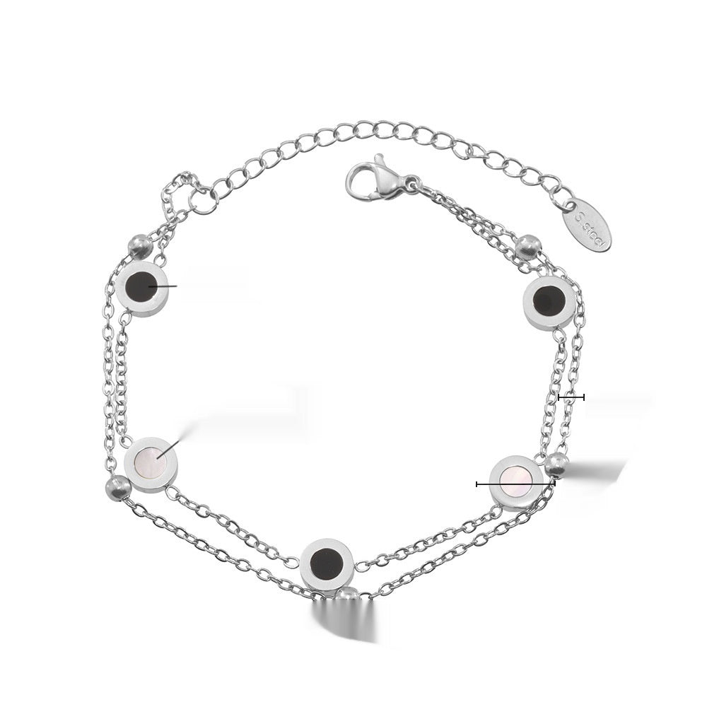 Luvéra Schwarz-Weiße Muschelkette Und Armband Aus Edelstahl