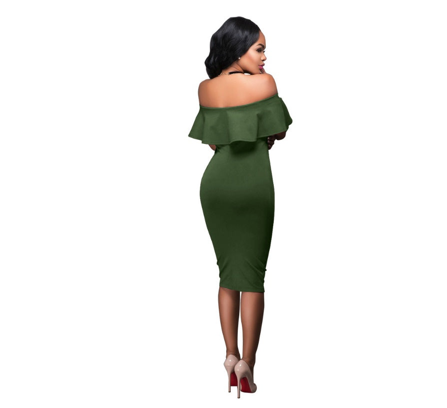 Luvéra Schulterfreies Rüschenkleid