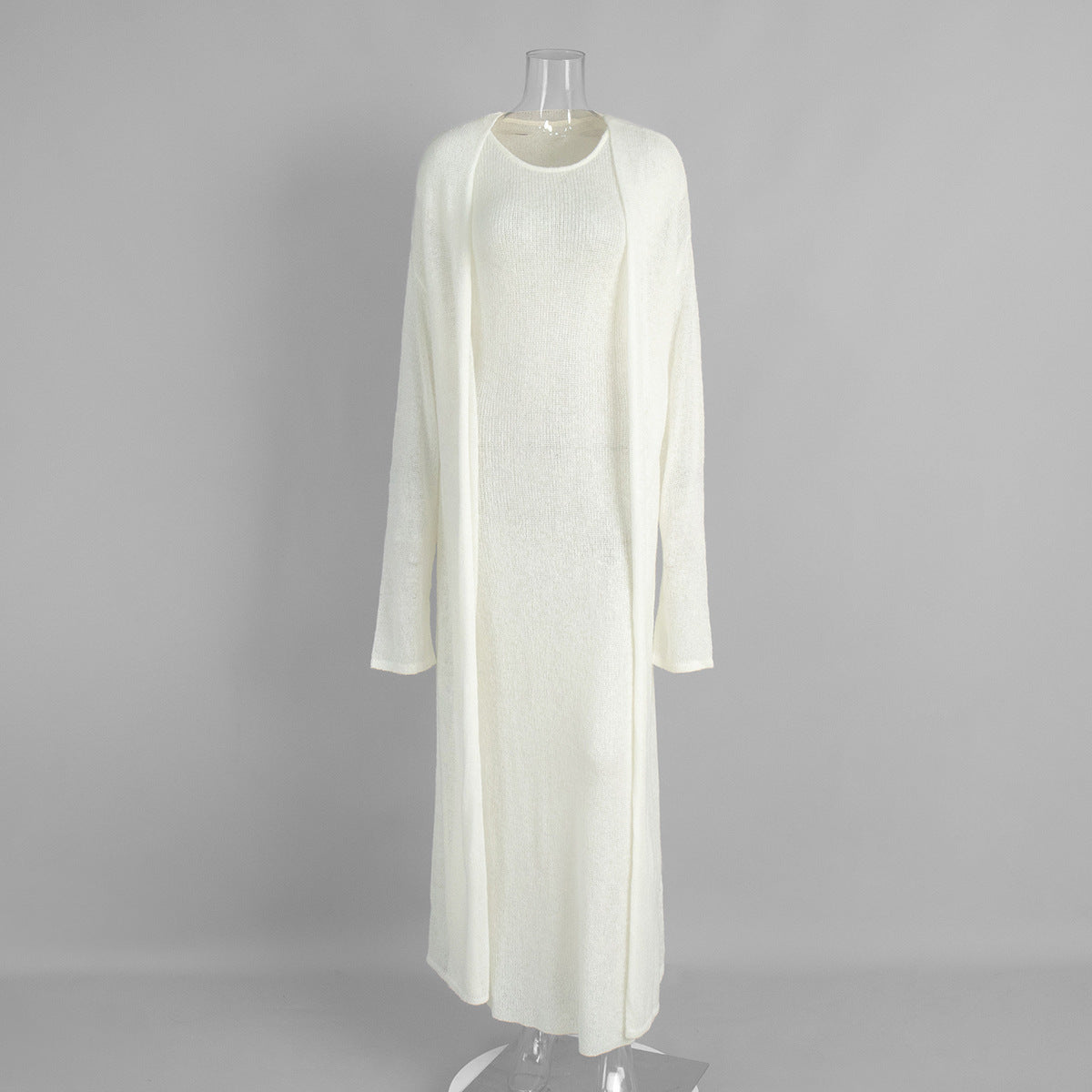 Luvéra Strickjacke Gestrickte Strickjacke Ärmelloses Kleid Zweiteiliges Set