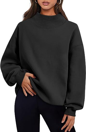 Luvéra Pullover Sweatshirt Einfarbig Lose Tops Rundhals Hoodie Frauen Dicke Kleidung