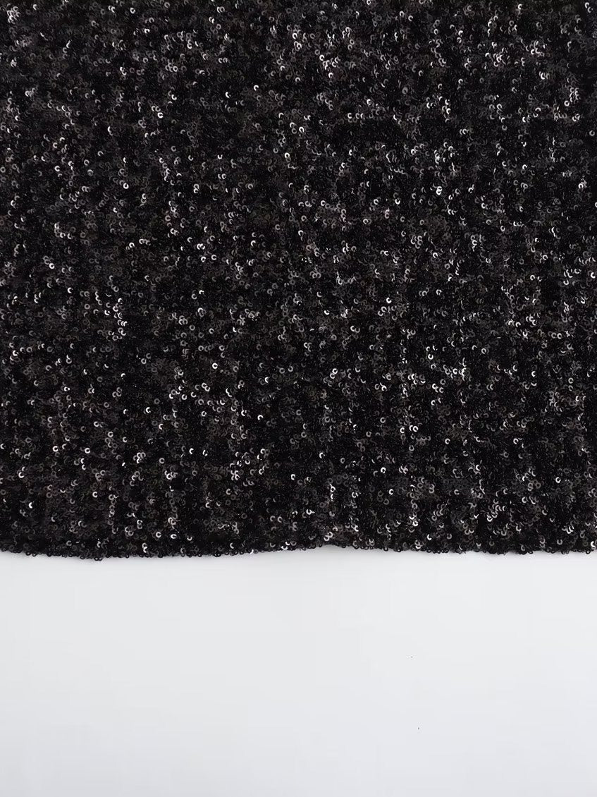 Luvéra Kleid Ärmellos Träger Gepolsterte Schulter Perlen Dekoration Minikleid