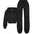 Luvéra Sport Anzug Zip-up Hooded Cropped Sweatshirt Top Und Lose Kordelzug Hosen Mode Frauen Kleidung