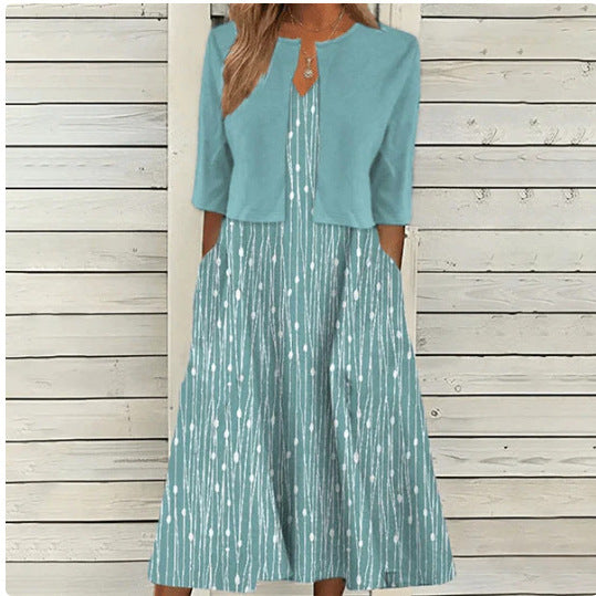 Luvéra Pendlerkleid mit Blumenmuster Zweiteiler-Set