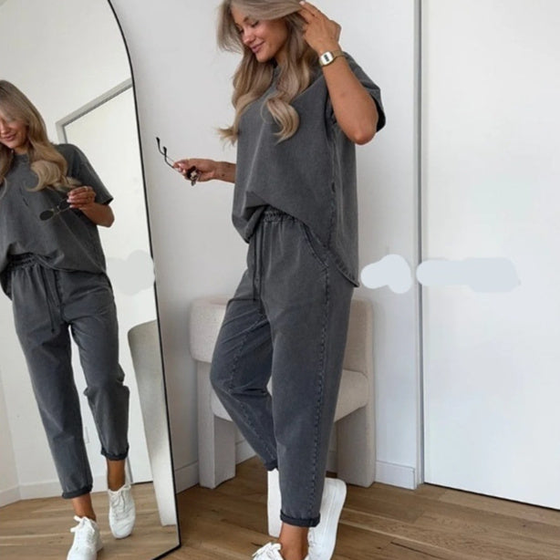 Luvéra Einfarbiges Freizeit-Sweatshirt-Set für Frauen