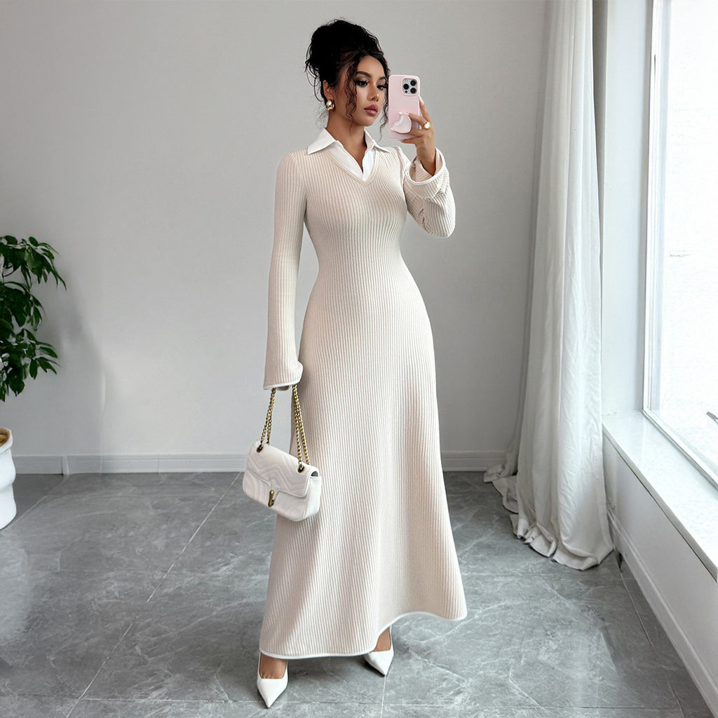 Luvéra Schlichtes Langarmkleid - Elegantes, einfarbiges Damenkleid