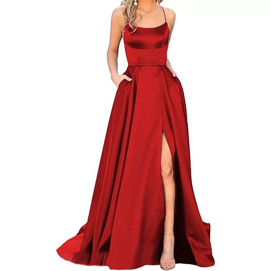 Luvéra Einfarbig Lange Abnehmen Und Schulter Hohle Freundinnen Mode Brautjungfern Party Kleid