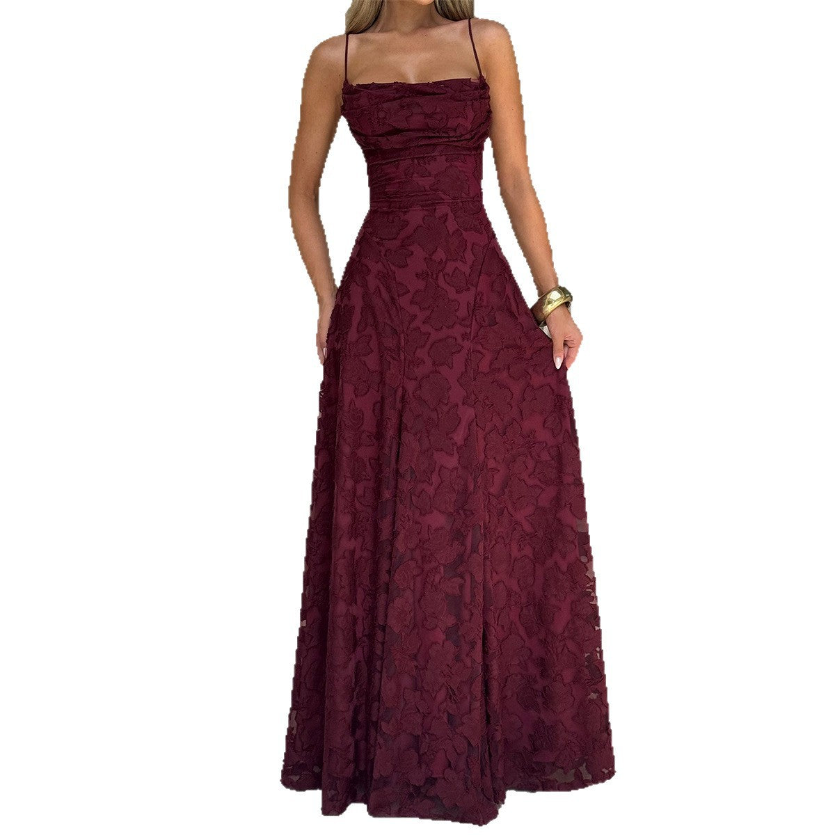 Luvéra elegantes A-Linien Maxikleid mit schmale Trägen