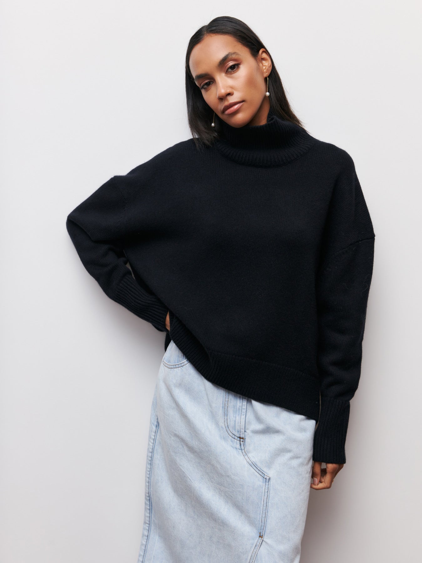 Luvéra Rollkragenpullover Ins Einfarbig Langarm Pullover Top Damenbekleidung