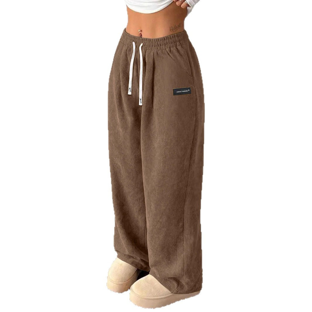 Luvéra Lose Kordelzug Einfarbig Tasche Casual Vielseitige Hosen Damen Hosen