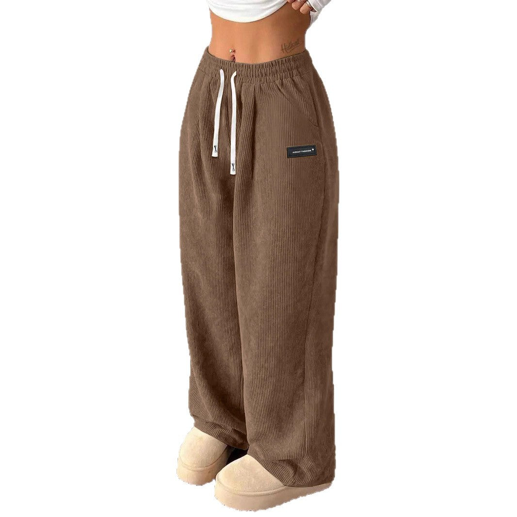 Luvéra Lose Kordelzug Einfarbig Tasche Casual Vielseitige Hosen Damen Hosen