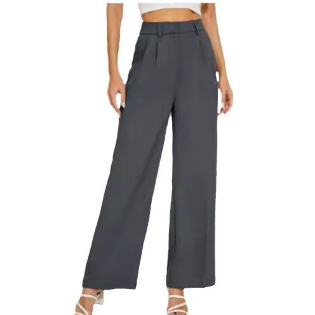 Luvéra Hohe Taille Gerade Hose Mit Taschen Breites Bein Freizeithose Für Frauen