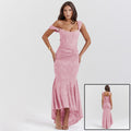 Luvéra Mozision Off Schulter Backless Sexy Abendkleid Für Frauen Lila Ärmellose Liebsten Geralten Bodycon Club Party Kleid