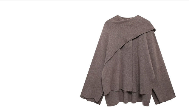 Luvéra Damen lockerer lässiger Cape gestrickter Pullovermantel