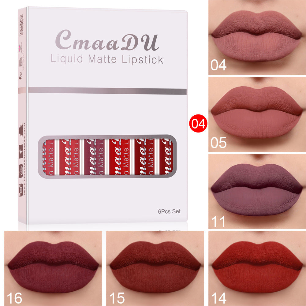 Luvéra 6 Schachteln mit mattem, antihaftbeschichtetem Becher, wasserdichtem Lippenstift, langanhaltender Lipgloss