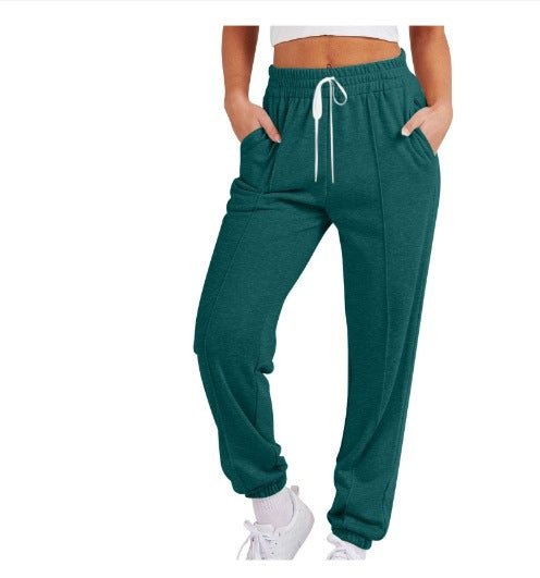Luvéra Damen Casual Kordelzug Einfarbig Sport Jogger Hosen