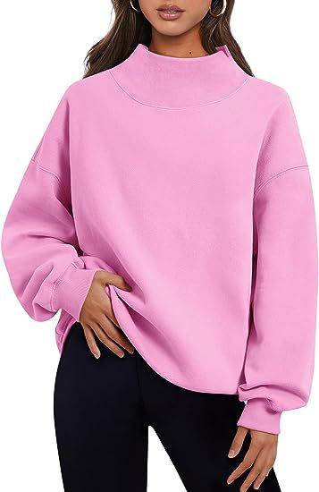 Luvéra Pullover Sweatshirt Einfarbig Lose Tops Rundhals Hoodie Frauen Dicke Kleidung