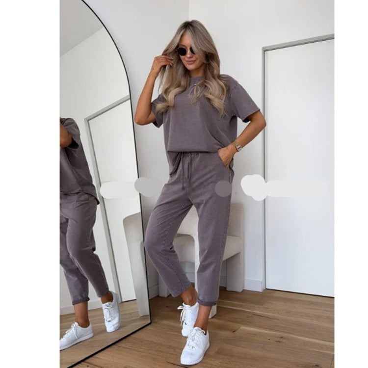 Luvéra Einfarbiges Freizeit-Sweatshirt-Set für Frauen