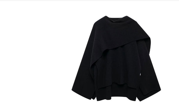 Luvéra Damen lockerer lässiger Cape gestrickter Pullovermantel