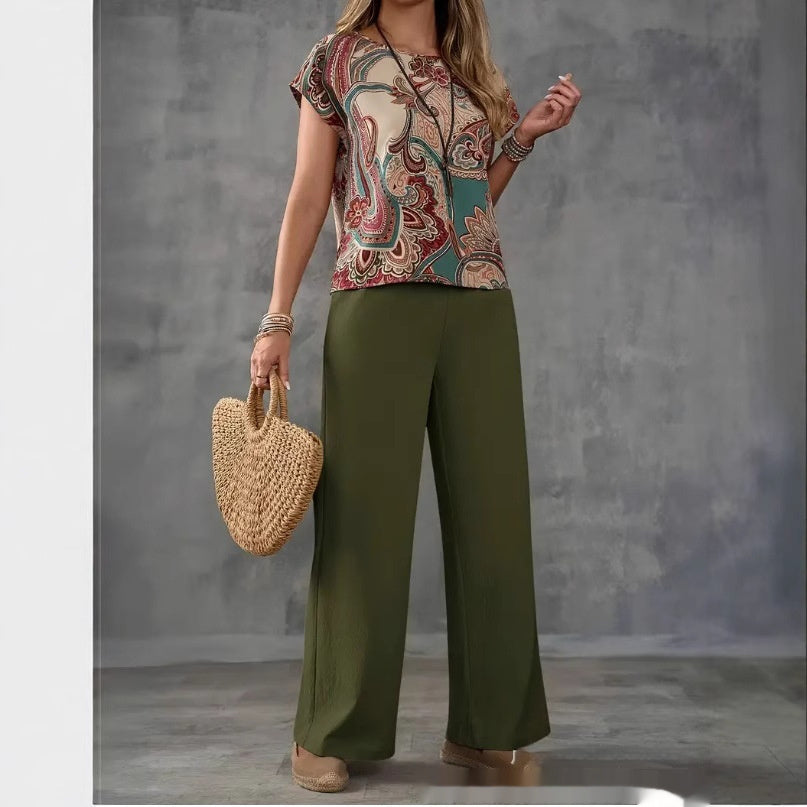 Luvéra Nische Casual Bedrucktes Hemd Mit Weiten Hosen