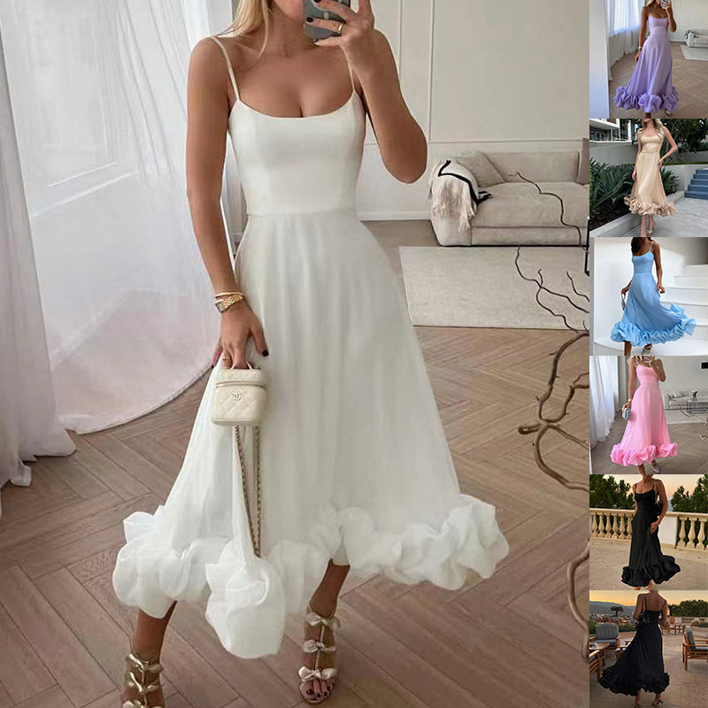 Luvéra Mode Hosenträger Große Blume Schaukel Dreidimensionale Blume A-Linie Rock Frauen Kleidung