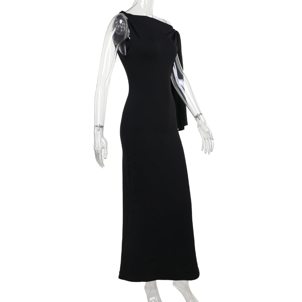 Luvéra Eine Schulter Band Lange Kleid Ins Mode Slim Ärmellose Kleider Für Abend Party Club Kleidung Frauen