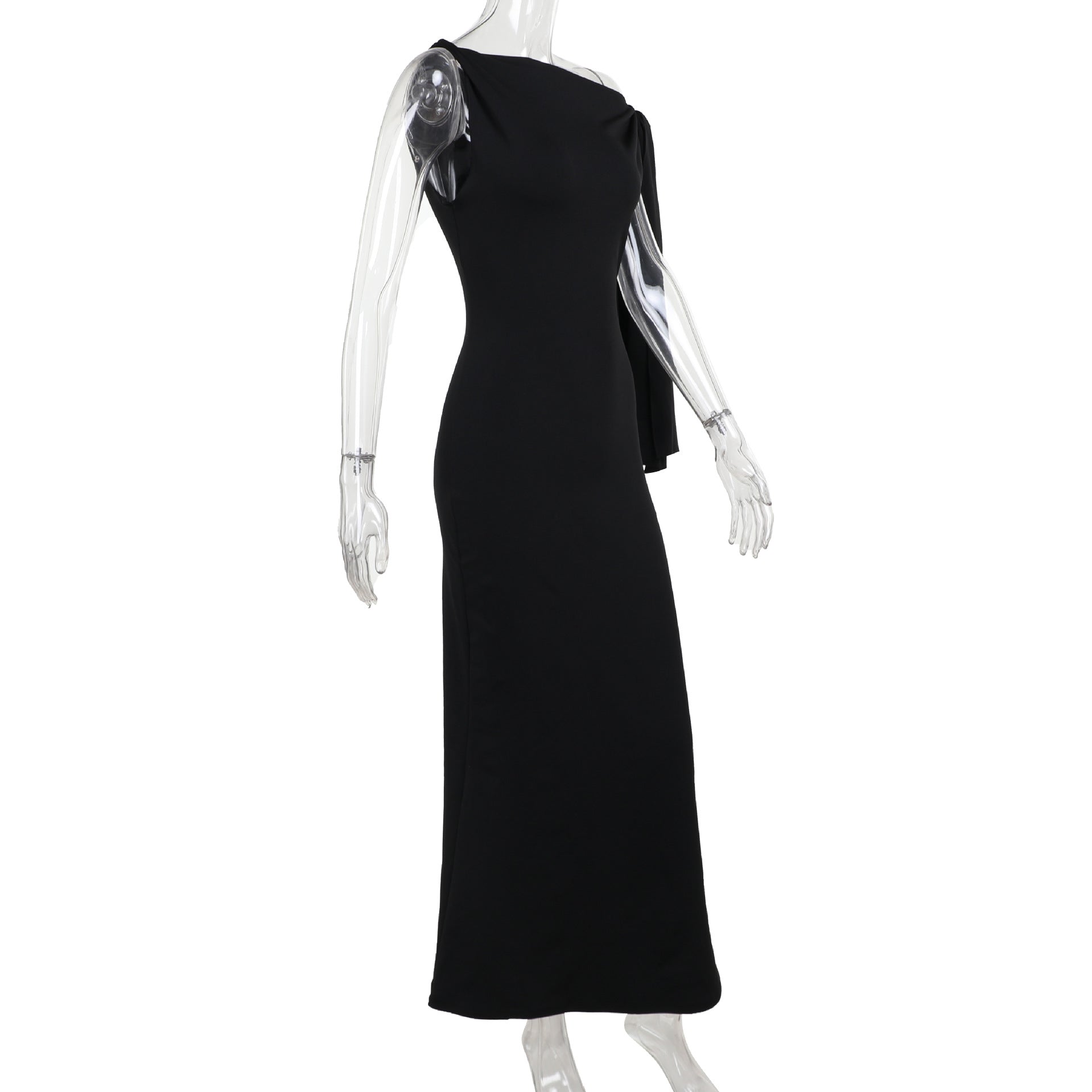 Luvéra Eine Schulter Band Lange Kleid Ins Mode Slim Ärmellose Kleider Für Abend Party Club Kleidung Frauen