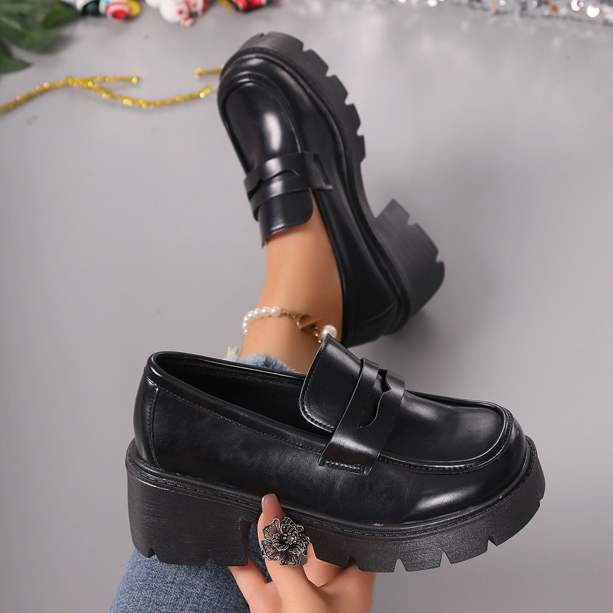 Luvéra All-Match Plateau Lederschuhe Ein Pedal Schuhe