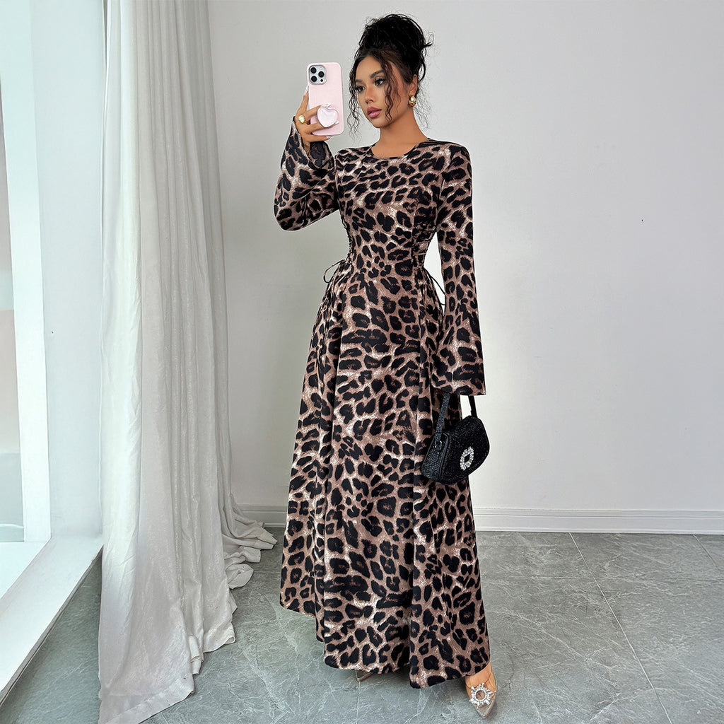 Luvéra Leopard Kleid - Elegantes Langarm Damenkleid
