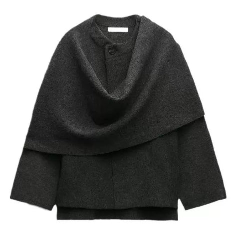 Luvéra Damen lockerer lässiger Cape gestrickter Pullovermantel