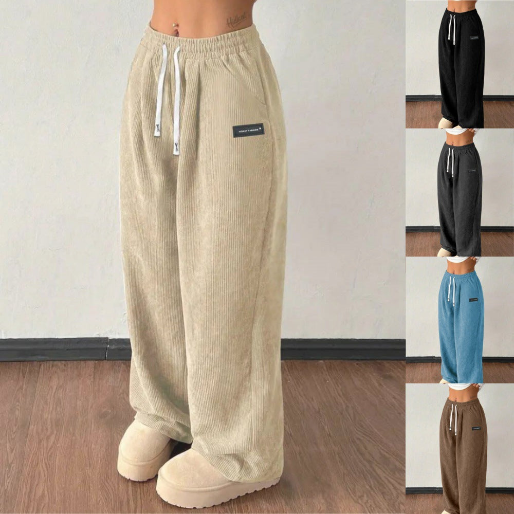 Luvéra Lose Kordelzug Einfarbig Tasche Casual Vielseitige Hosen Damen Hosen